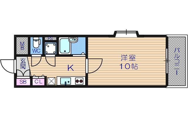 フィレンツェ(1K/6階)の間取り写真