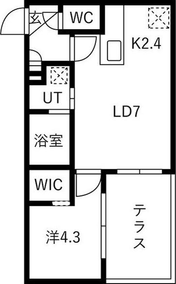MUT月寒西(1LDK/1階)の間取り写真
