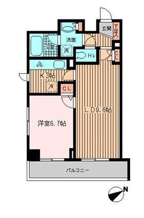 ラポール三田(1LDK/2階)の間取り写真