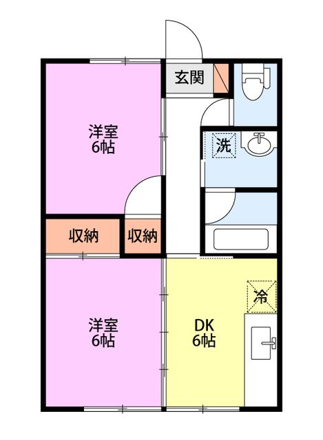 第6トモエイ藤橋(2DK/2階)の間取り写真