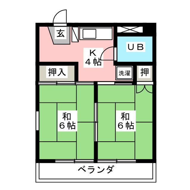 ＪＲ中央線 八王子駅 バス乗車時間：11分 最寄りバス停で下車 徒歩6分 3階建 築40年(2K/3階)の間取り写真