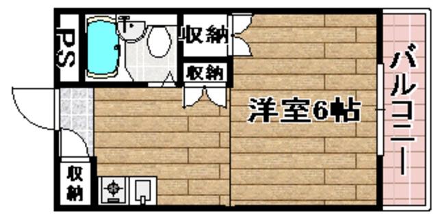 パークサイドマンション(1DK/3階)の間取り写真