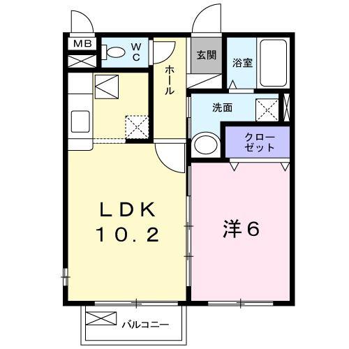 リヴェールヴィラ(1LDK/1階)の間取り写真