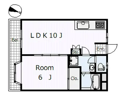 サンシャイン(1LDK/2階)の間取り写真