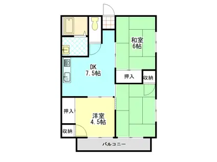 晃ハイツ(3DK/2階)の間取り写真