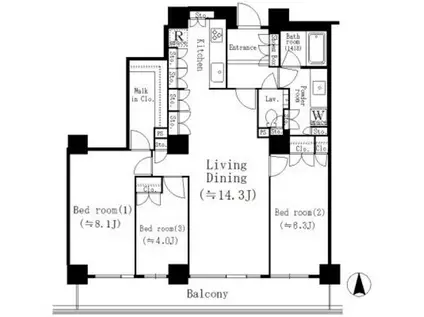 RIVER POINT TOWER(3LDK/32階)の間取り写真