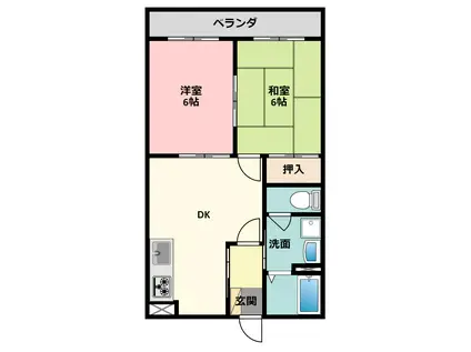 ロイヤルタウン成松(2DK/1階)の間取り写真