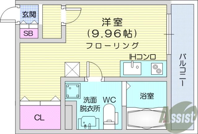メリディアン鶴ヶ谷(ワンルーム/2階)の間取り写真