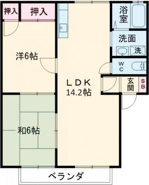 プロムナードY(2LDK/1階)の間取り写真