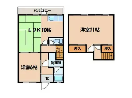 ロマーノ稲田(2LDK/2階)の間取り写真