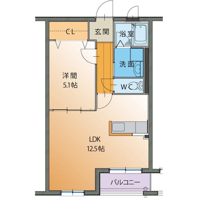ハートフルマンションルーナ(1LDK/1階)の間取り写真