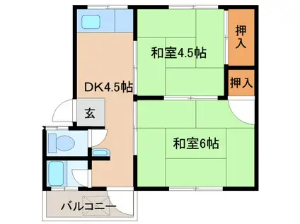 福富マンション(2DK/2階)の間取り写真