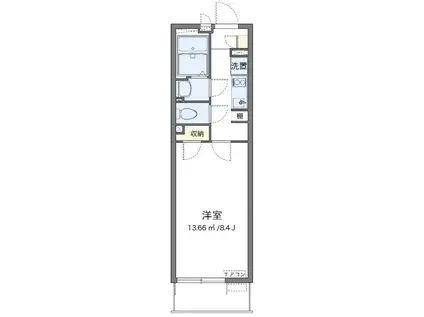 ルナ ルミエール三郷(1K/2階)の間取り写真