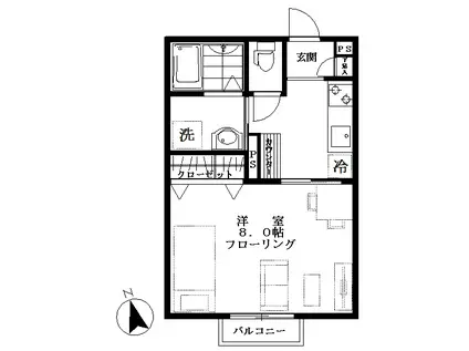 フォレストコート(1K/1階)の間取り写真