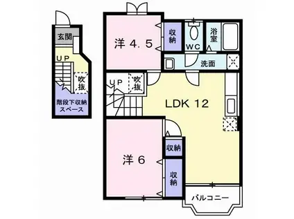 アメニティ下石田(2LDK/2階)の間取り写真