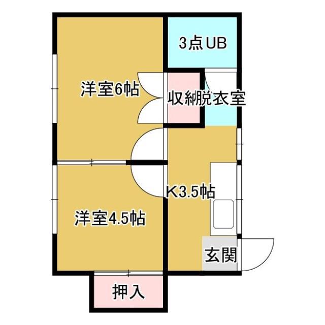 舞ハウス(2K/2階)の間取り写真