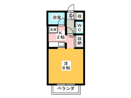 すぺーすわん(1K/1階)の間取り写真