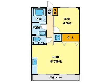 赤松マンション(1LDK/3階)の間取り写真