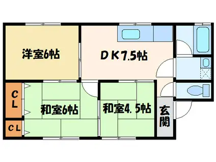 大角アパート(3DK/1階)の間取り写真