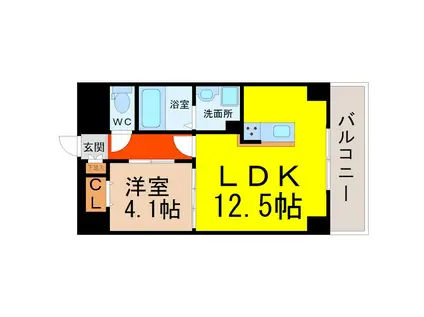 GRANDUKE新栄(1LDK/6階)の間取り写真