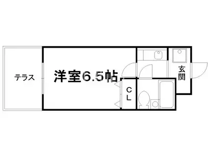 DETOM-1東福寺(1K/1階)の間取り写真