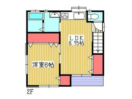 五十嵐アパート(1LDK/2階)の間取り写真