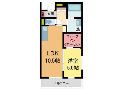 CRESCENT小松(1LDK/1階)の間取り写真