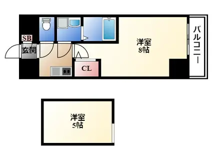 エステムコート名古屋・栄デュアルレジェンド(1K/6階)の間取り写真