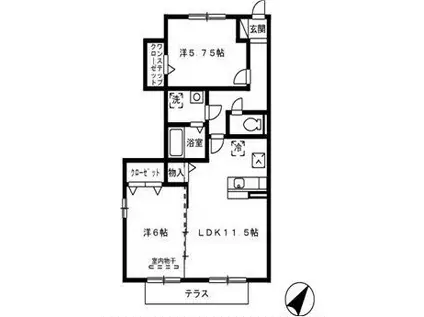 ミール永里(2LDK/1階)の間取り写真