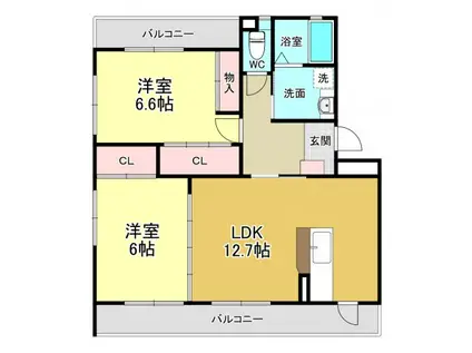 プログレスI(2LDK/2階)の間取り写真