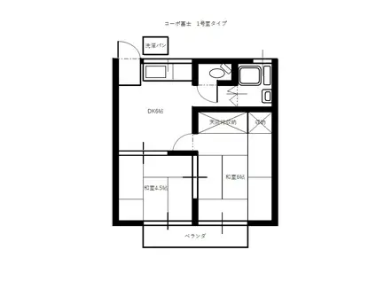 コーポ富士I(2K/2階)の間取り写真