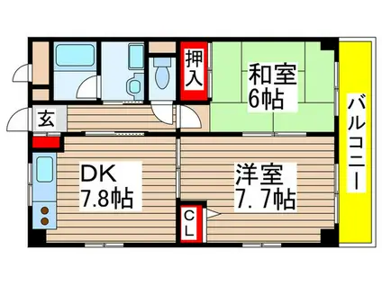サニーコート(2DK/4階)の間取り写真
