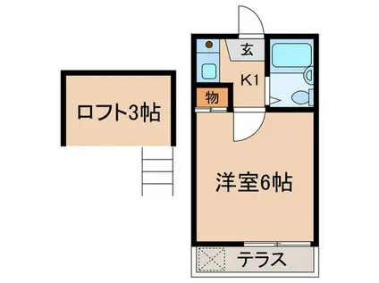 リーフビレッジ(1K/1階)の間取り写真