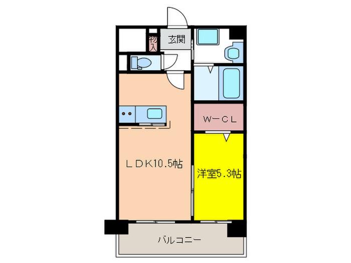 オークランセル那の川(1LDK/4階)の間取り写真