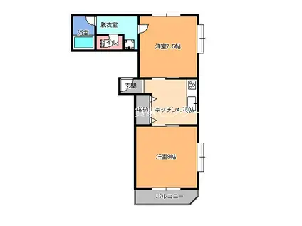 テクノコーポ(2DK/3階)の間取り写真