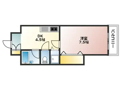 ヴェルマーレ中広(1DK/8階)の間取り写真