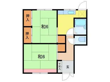 ペディコート福井鯖江(2DK/3階)の間取り写真