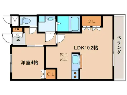 ビューハイム安の森(1LDK/1階)の間取り写真