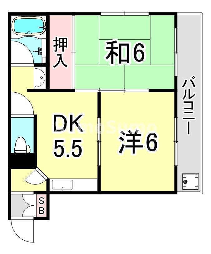 江上イエム(2DK/3階)の間取り写真