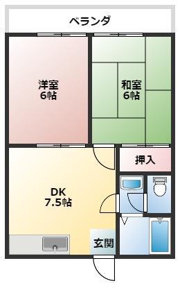 ピュア21(2DK/2階)の間取り写真