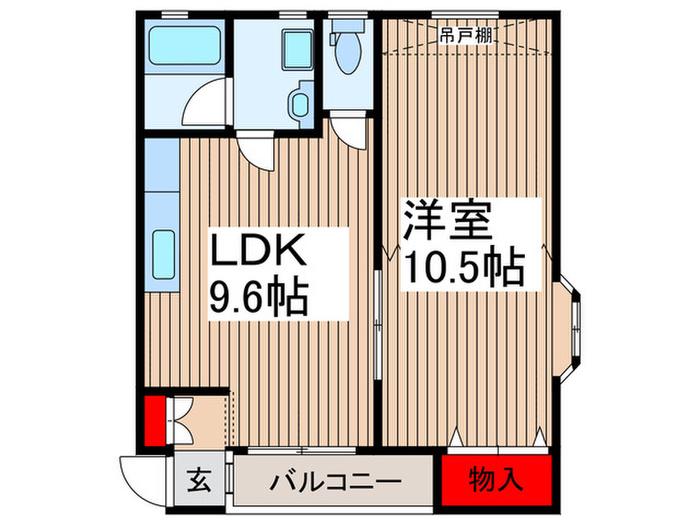 増尾コーポ(1LDK/1階)の間取り写真