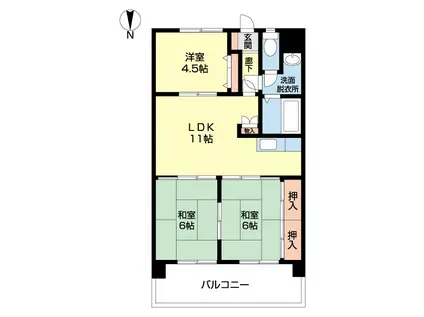 グリーンヒル(3LDK/3階)の間取り写真