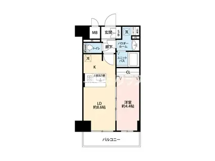 プレサンス難波クチュール(1LDK/12階)の間取り写真