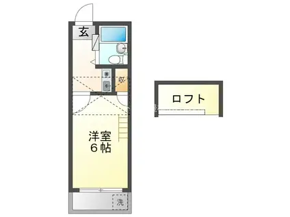 ユトリロ柱九番町(1K/1階)の間取り写真