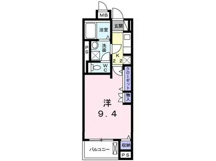 エレガントカーサIII(1K/2階)の間取り写真