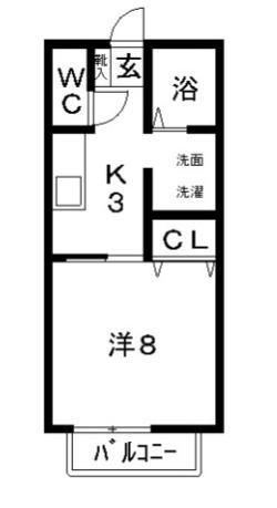 ソレジオ中島A棟(1K/1階)の間取り写真