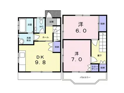 サンファミリーC(2DK/1階)の間取り写真