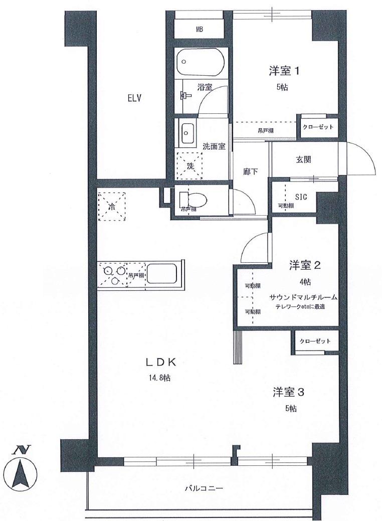 高田馬場シティハイツ 9/末退 フルリノベ 光回線 常時ゴミ出可(3LDK/10階)の間取り写真