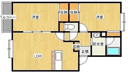 プレファシオ(2LDK/2階)の間取り写真