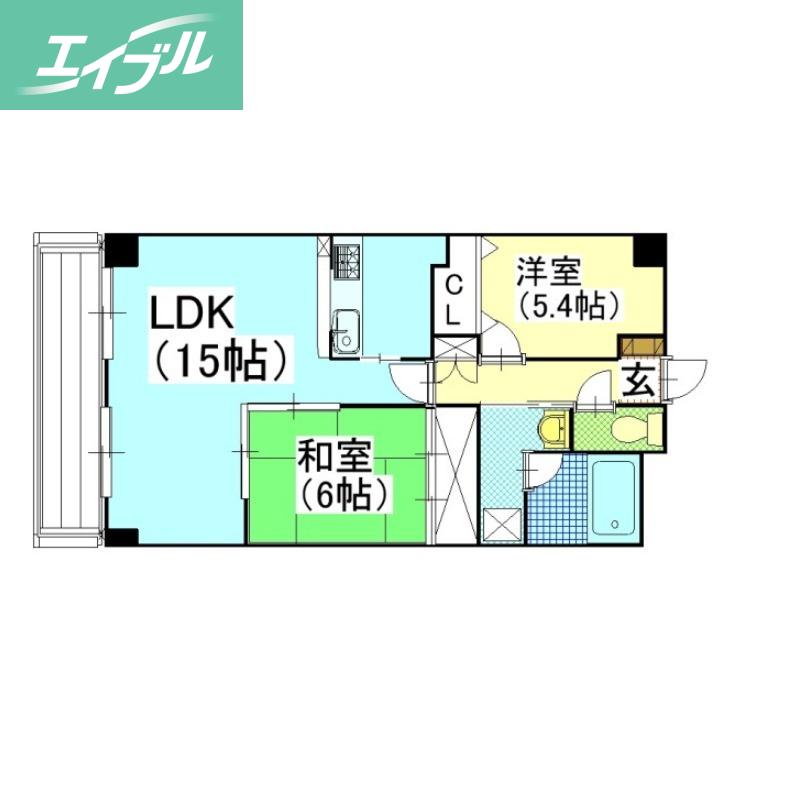 グリーンビレッジ北方(2LDK/2階)の間取り写真